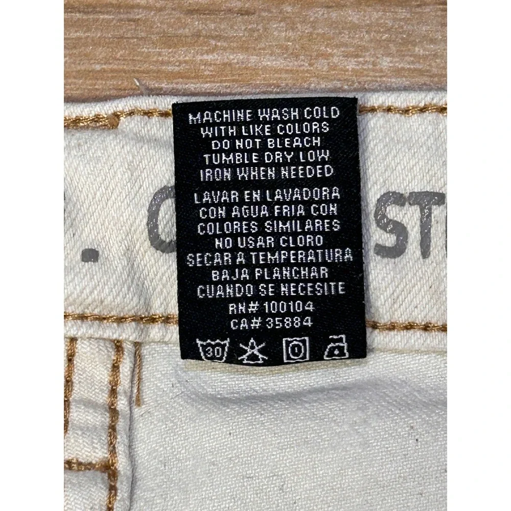 SONG Cargo Street Jean Off White Wide Leg Utility Pants Womens 9/29 Cream Denim‎